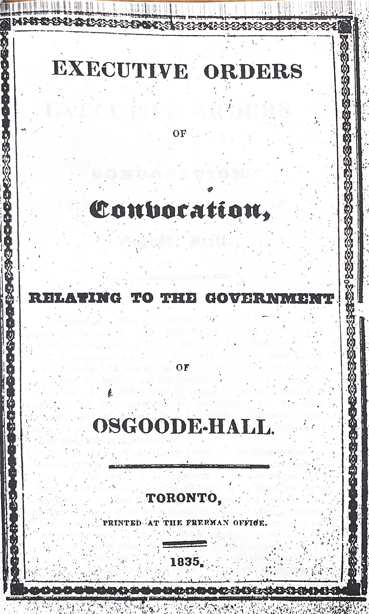 Executive orders of Convocation, 1833 (printed 1835)
